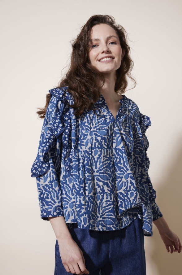 Blouse imprimé Damud bleu