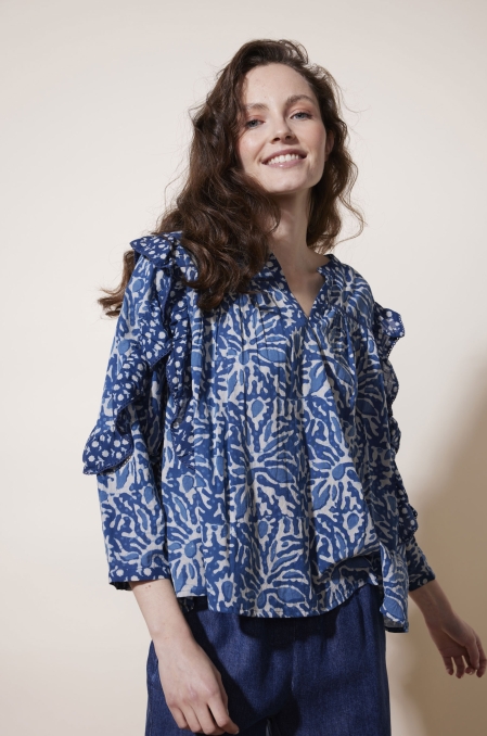 Blouse imprimé Damud bleu